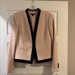 Ann Taylor Women's Cream Blazer with Black Trim